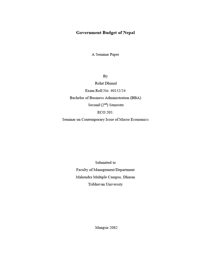 Nepal Government Budget Analysis | PDF | Government Budget Balance ...
