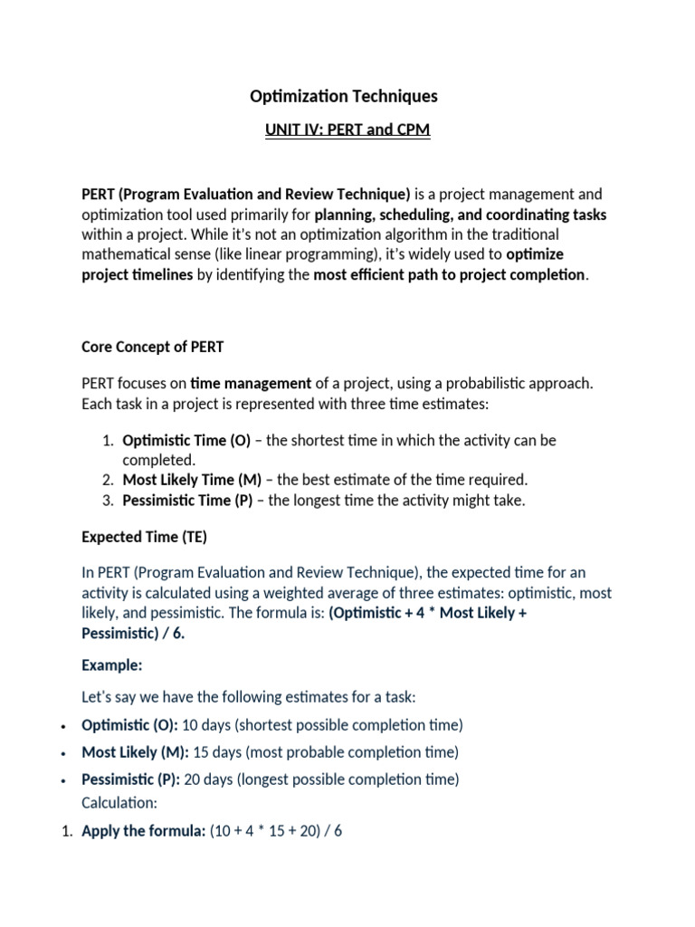 PERT and CPM Project Management Guide | PDF | Project Management ...