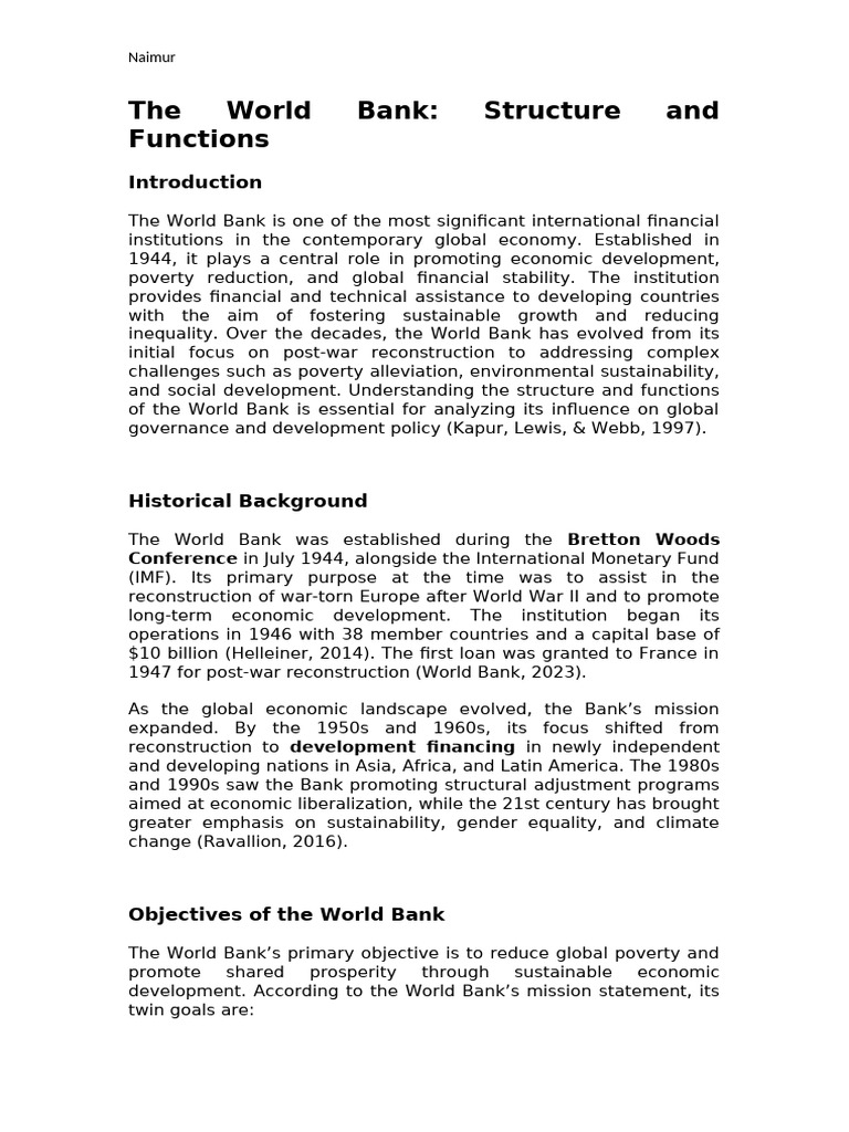 World Bank Structure and Functions Explained | PDF | World Bank ...