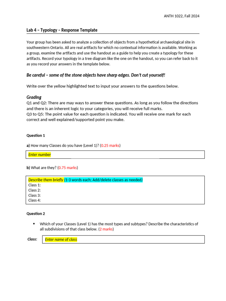 Archaeological Typology Lab Guide | PDF | Artifact (Archaeology ...