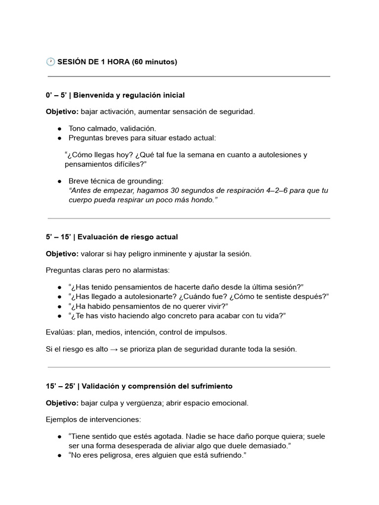 1h para Intervenir en Autolesion | PDF | Autolesiones | Pensamiento