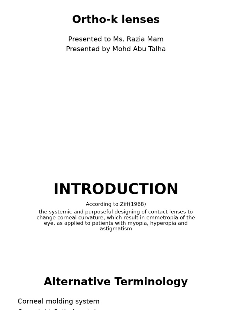 Understanding Ortho-K Lenses for Myopia | PDF | Ophthalmology | Human Eye