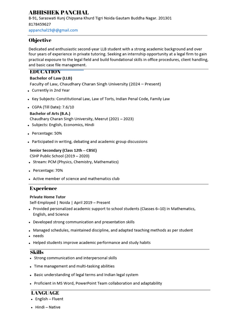 ? RESUME Abhishek Panchal.pdf 20250726 024135 0000 | PDF