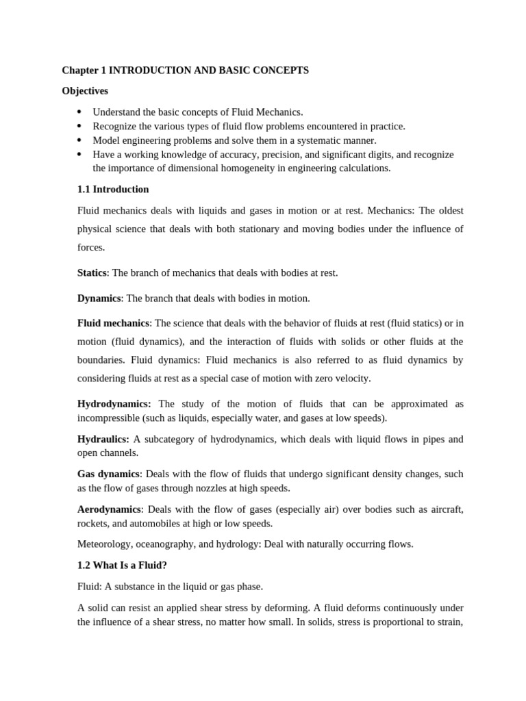 Introduction to Fluid Mechanics Concepts | PDF | Fluid Dynamics | Fluid ...