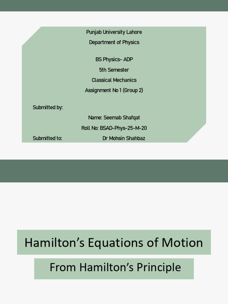 CM Assignment | PDF | Hamiltonian Mechanics | Mechanical Engineering