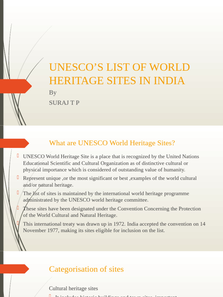Unesco’s List of World Heritage Sites in India | PDF