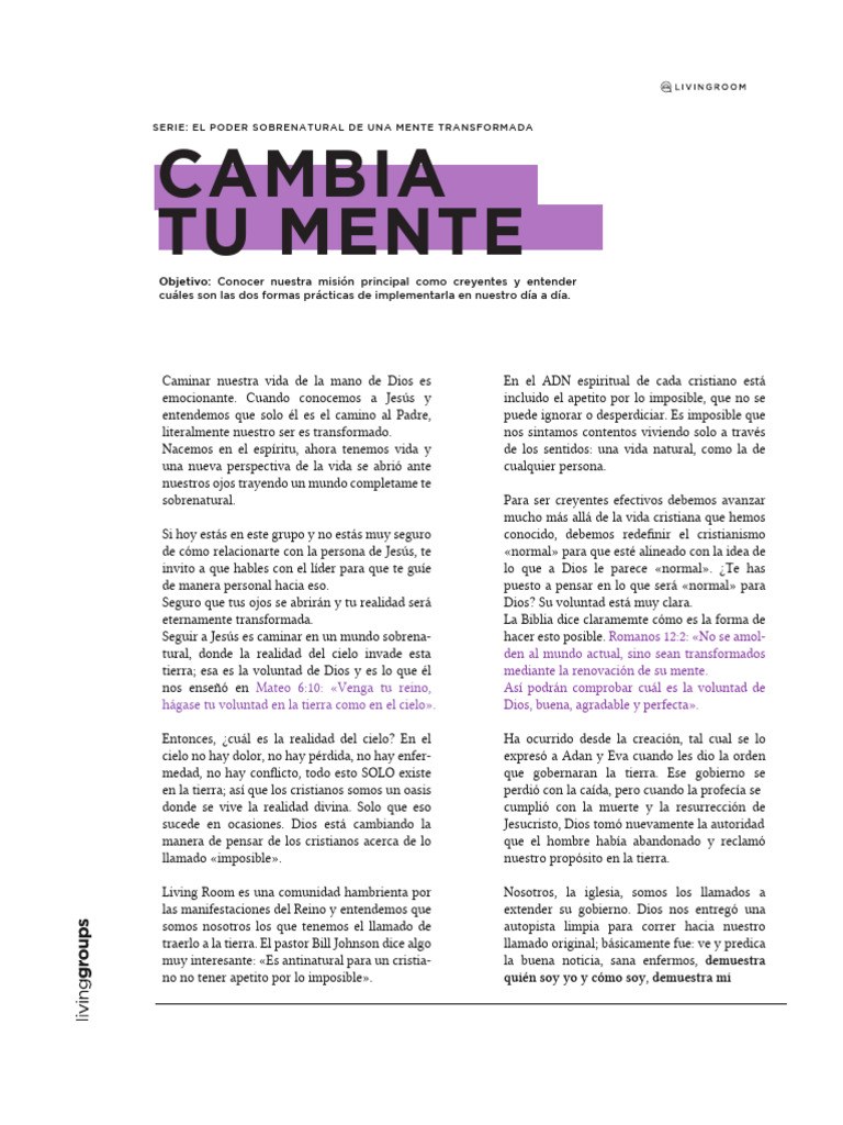 Cambia Tu Mente (Texto Corto) | PDF | Jesús | Dios