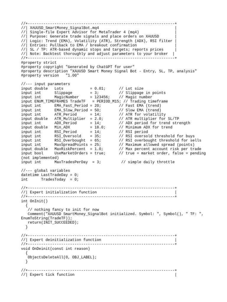 XAUUSD Smart Money Signal Bot | PDF | Software Engineering | Computer ...