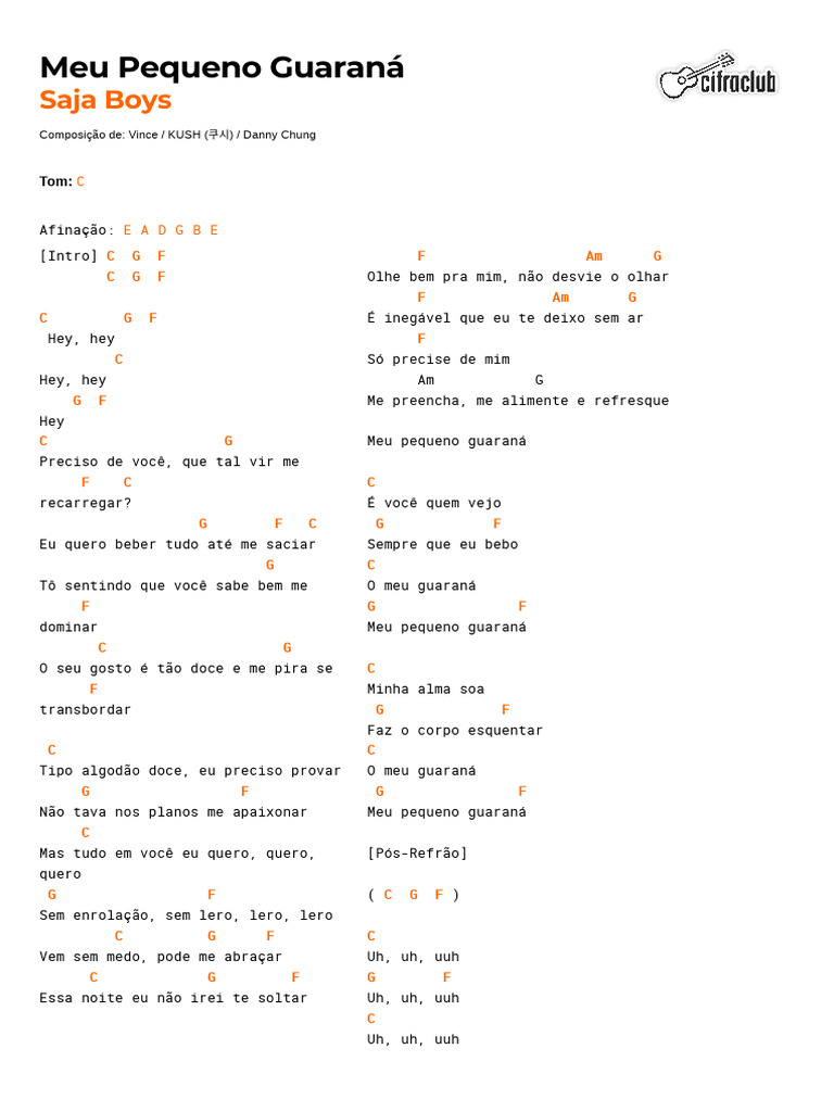 Cifra Club - Saja Boys - Meu Pequeno Guaraná | PDF | Música gravada