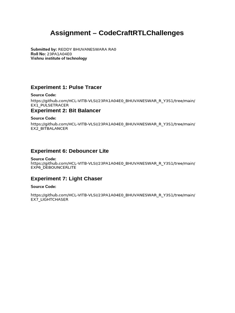 CodeCraft RTL Challenges Overview | PDF