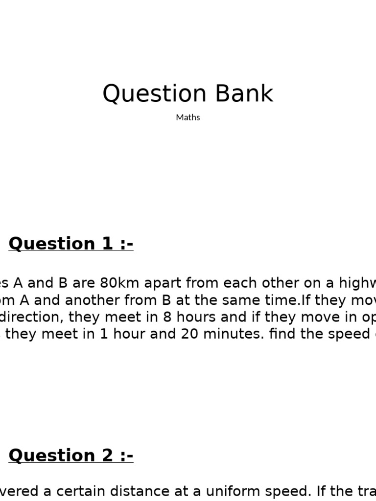 Math Problem Solving Question Bank | PDF