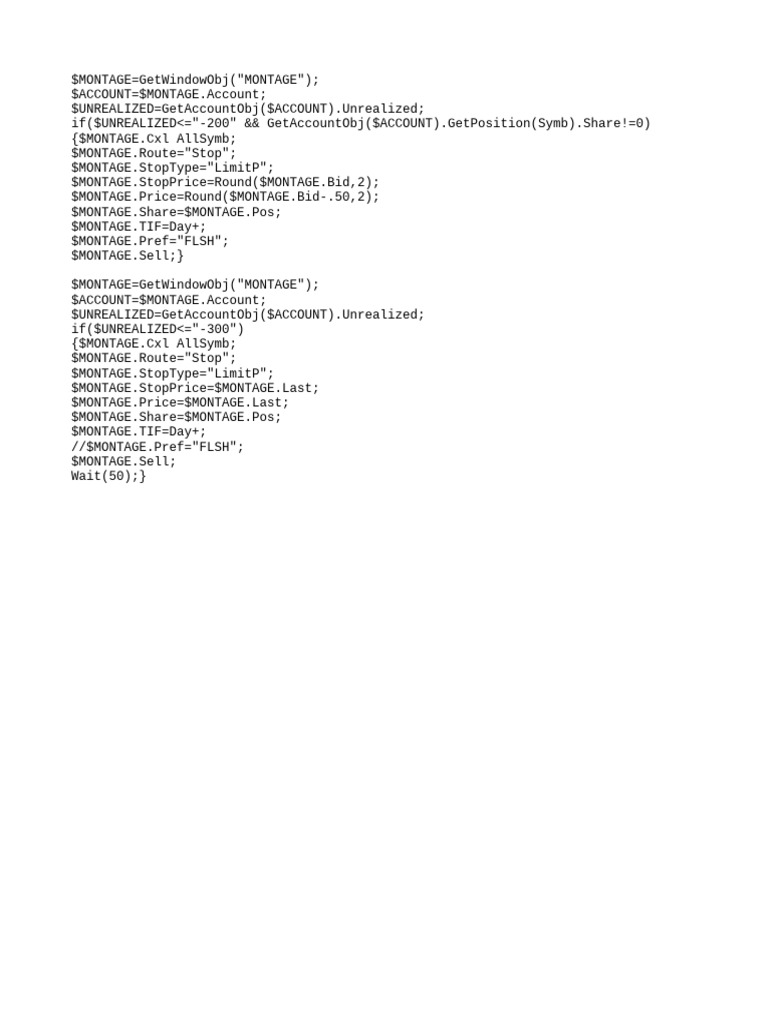 Trading Script for Unrealized Losses | PDF