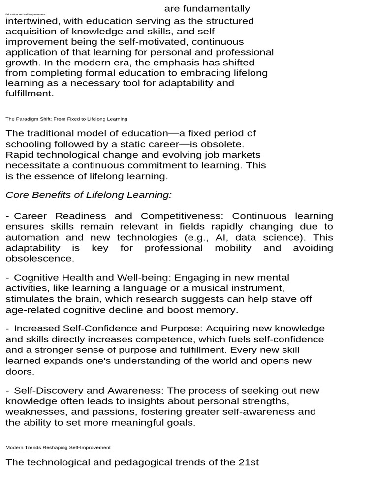 Lifelong Learning for Personal Growth | PDF | Learning | Educational ...