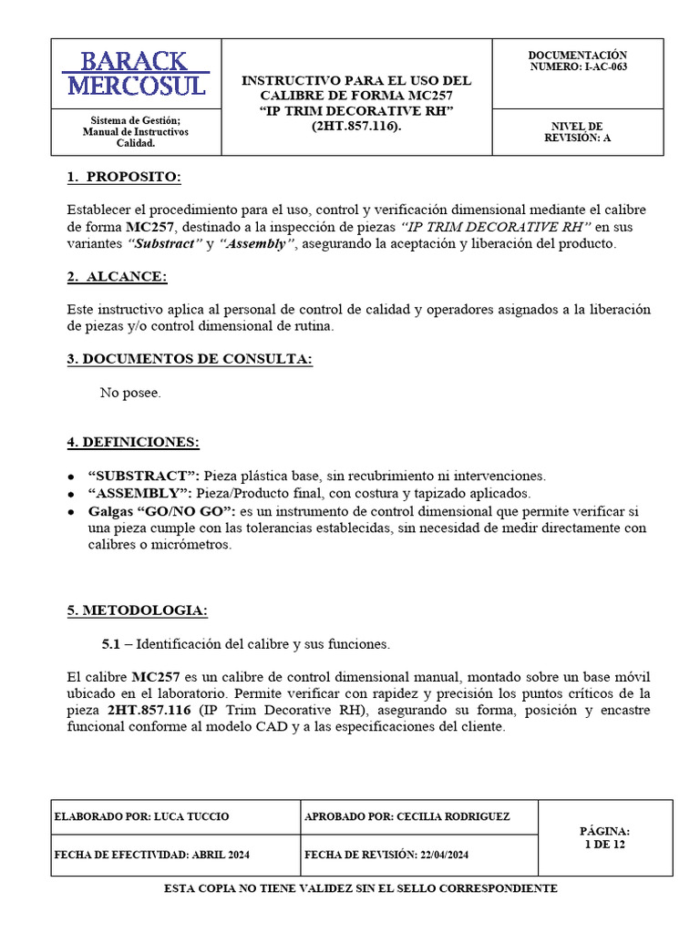 I-AC-063 Instructivo para El Uso Del Calibre de Forma IP (RH) - (116 ...