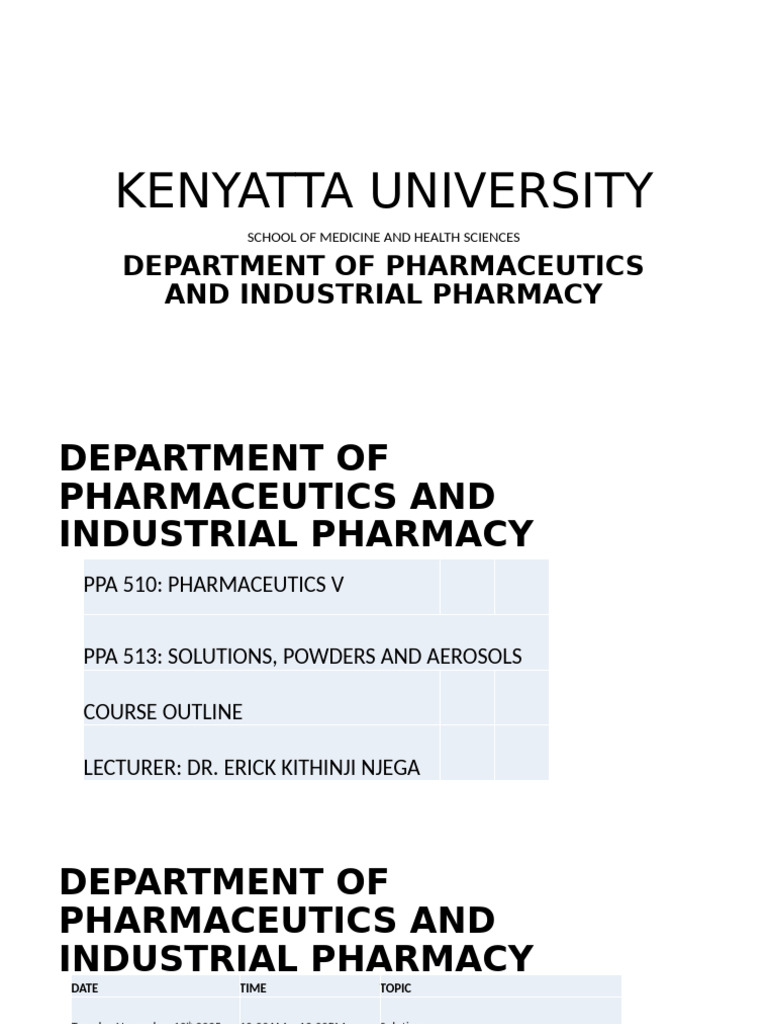 Pharmaceutics V Course Outline | PDF