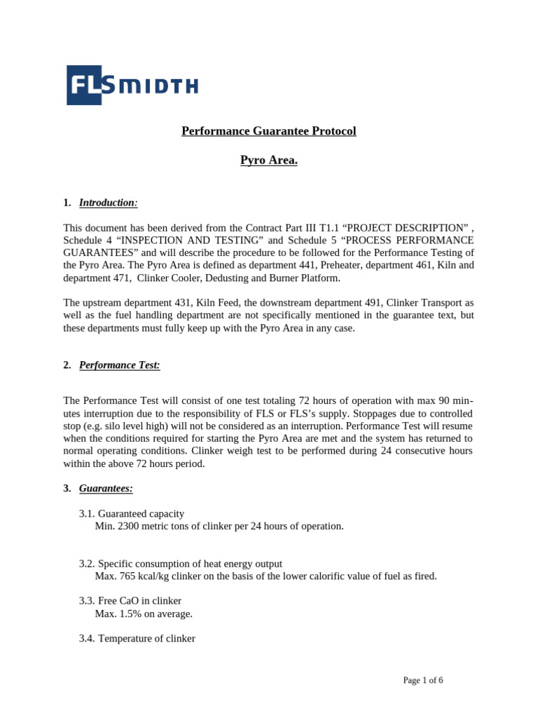 Pyro Area Performance Testing Protocol | PDF | Coal | Materials
