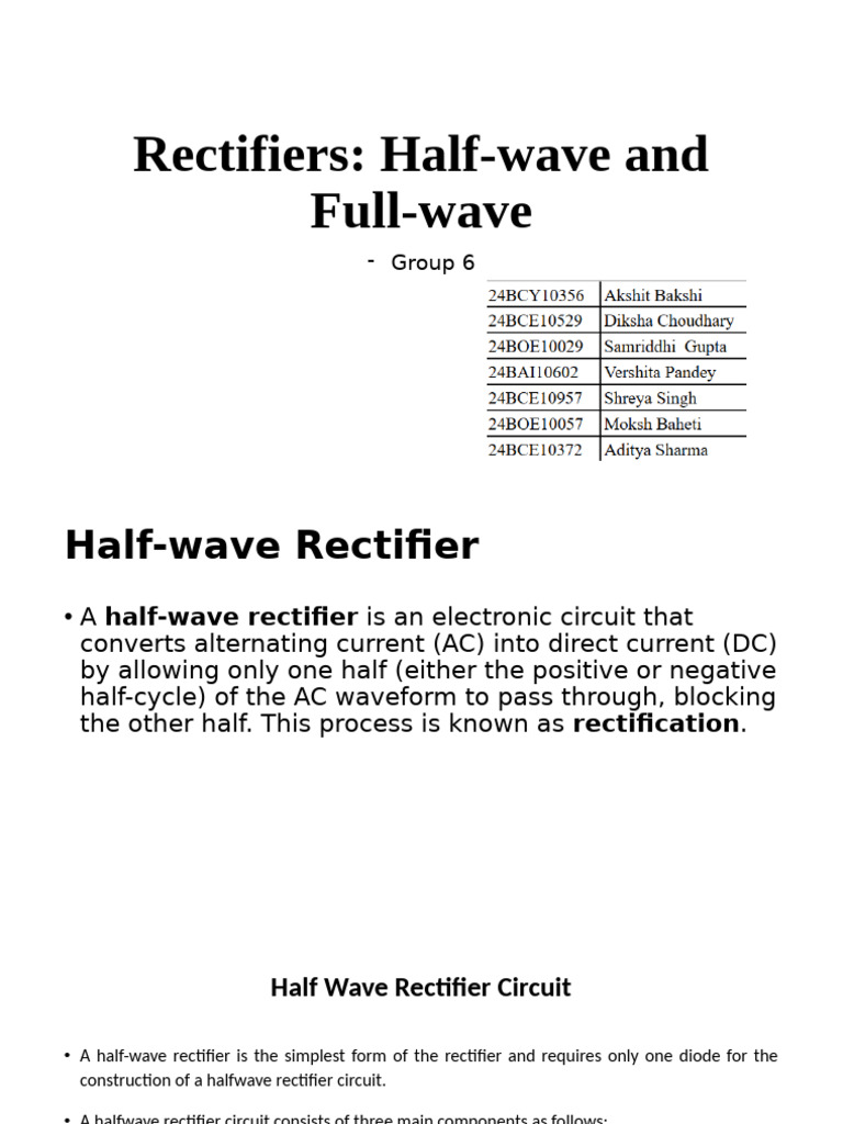 Half-Wave and Full-Wave Rectifiers Explained | PDF | Rectifier | Diode
