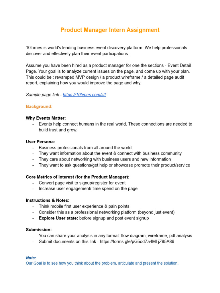 Product Management Intern Assignment Feb 24 | PDF