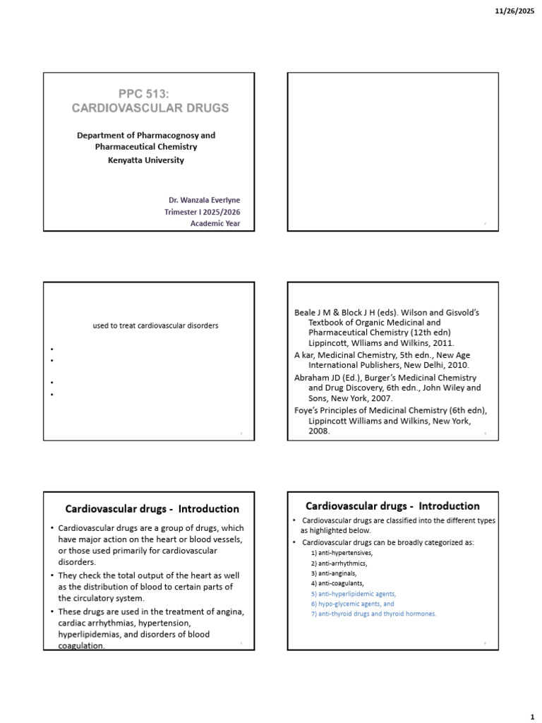 Cardiovascular Drugs Course Outline | PDF | Vasodilation