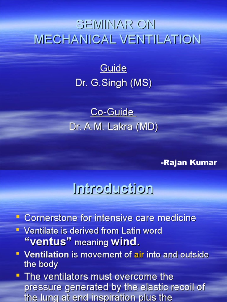 Mechanical Ventilators in IcuAn Approach PDF Breathing Physiology