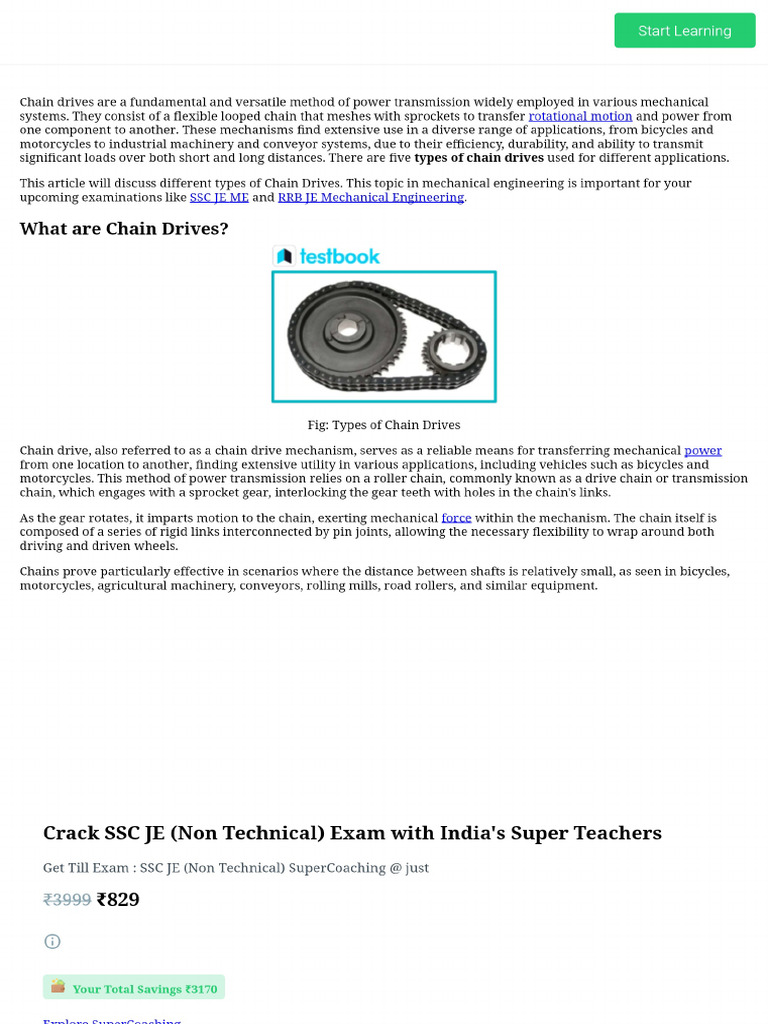 Types of Chain Drives - Diagrams, Advantages, and Applications | PDF