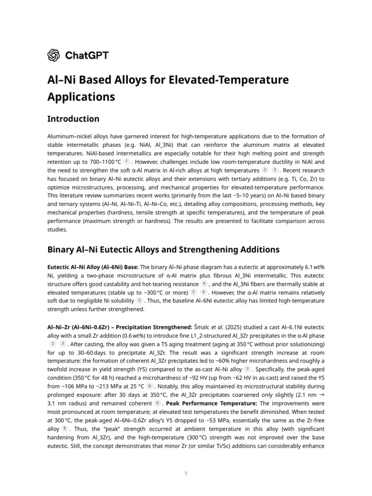 Al-Ni Alloys for High-Temperature Use | PDF | Alloy | Strength Of Materials