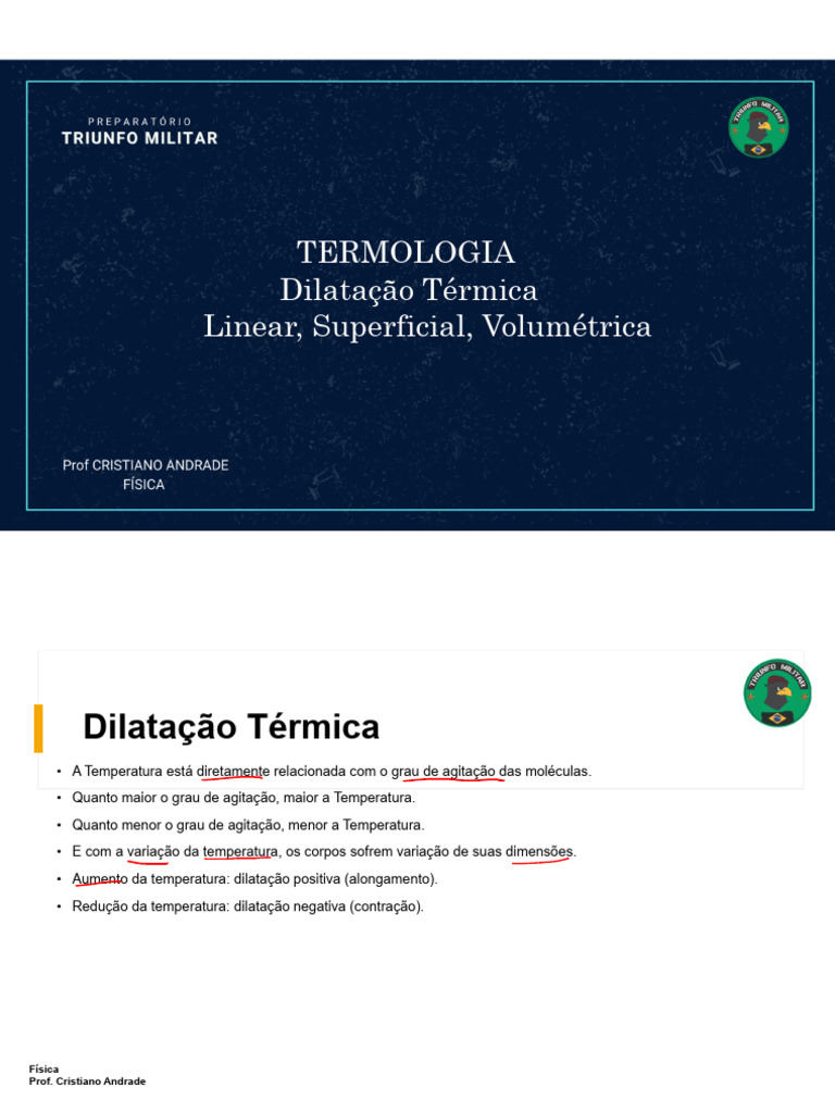 Dilatação Térmica: Tipos e Fórmulas | PDF