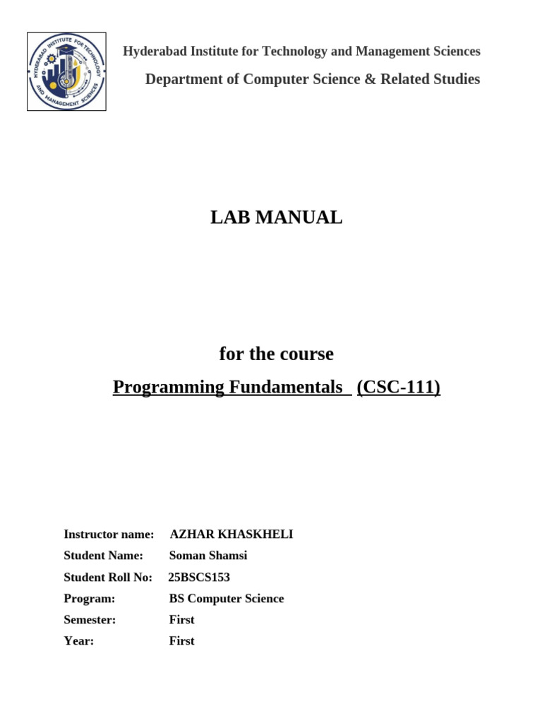 Soman Pf Lab Manual | PDF | Computer Program | Programming