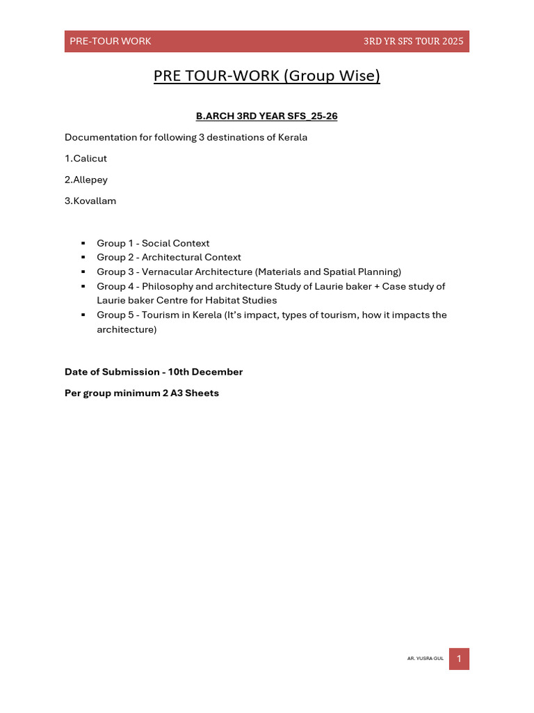 Kerala Tour Documentation for B.Arch 3rd Year | PDF