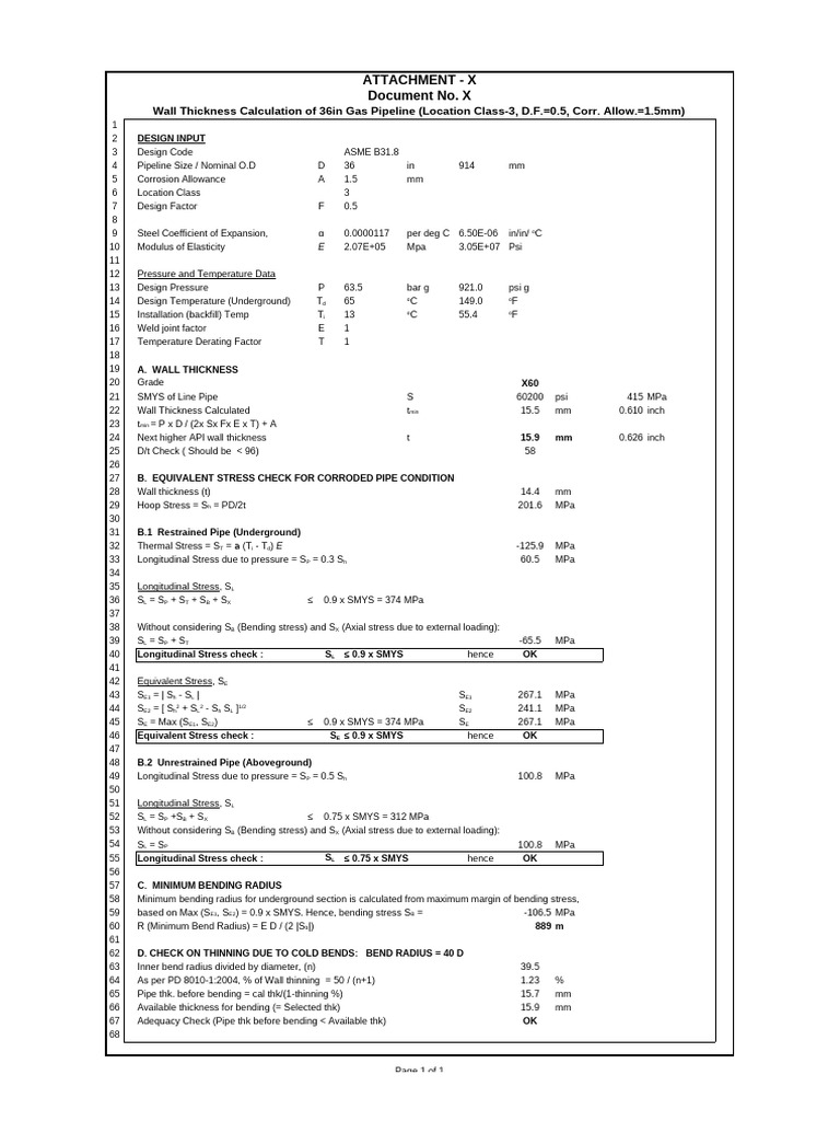 Wall Thickness for 36in Gas Pipeline | PDF | Pipe (Fluid Conveyance ...