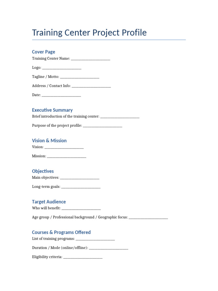 Training Center Project Overview Guide | PDF