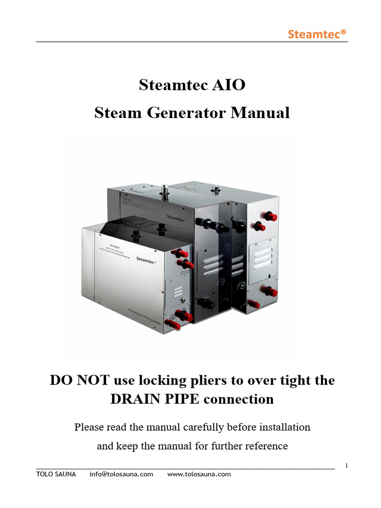 Steamtec AIO Steam Generator Manual | PDF | Valve | Pipe (Fluid Conveyance)