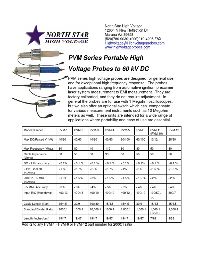 Portable High Voltage Probes PVM Series | PDF | Quantity ...