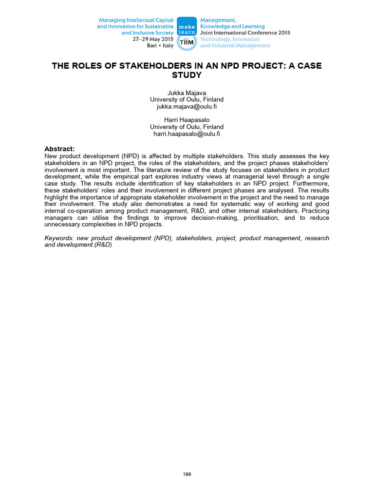 The Roles of Stakeholders in An NPD Proj | PDF | Marketing | Business