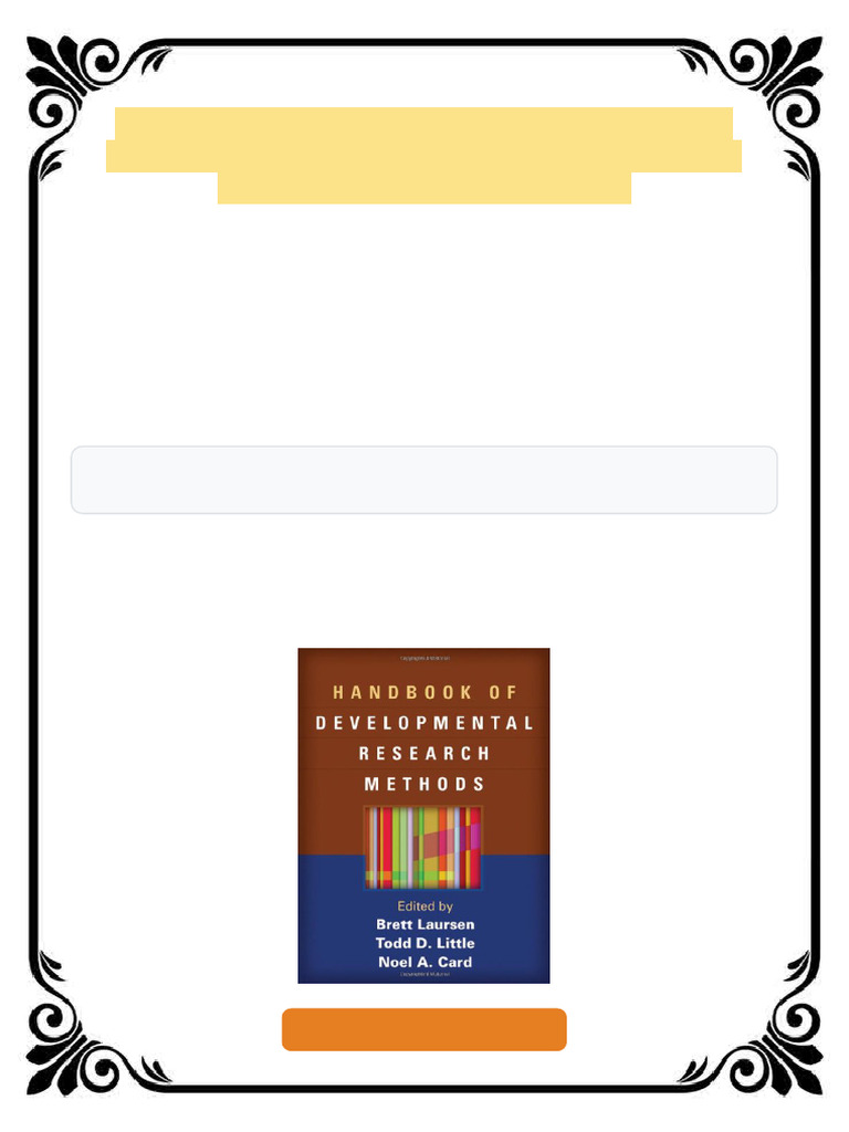 Handbook of Developmental Research Methods 1st Edition Brett Laursen ...