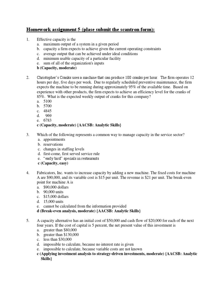 Capacity Planning and Analysis Assignment | PDF | Demand | Inventory