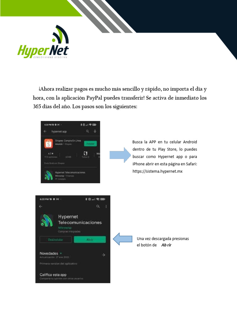 Pagos rápidos con PayPal y Hypernet | PDF