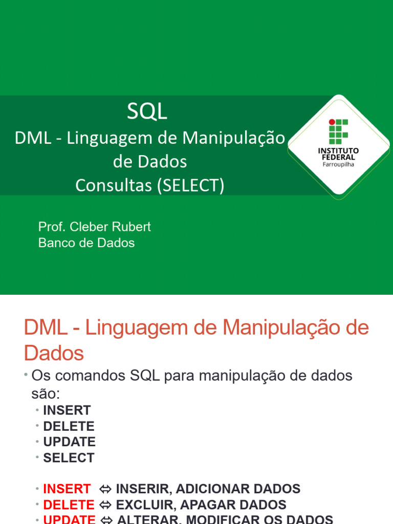 Comandos DML em SQL: SELECT e Exemplos | PDF | SQL | Carro