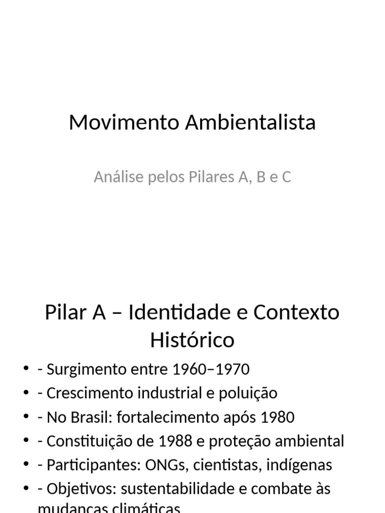 Movimento Ambientalista Slides | PDF