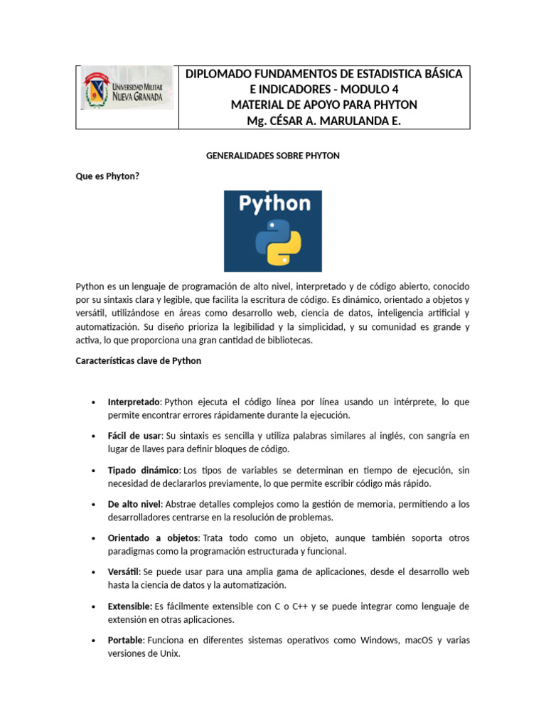Introducción a Python y su Instalación | PDF | Python (lenguaje de ...