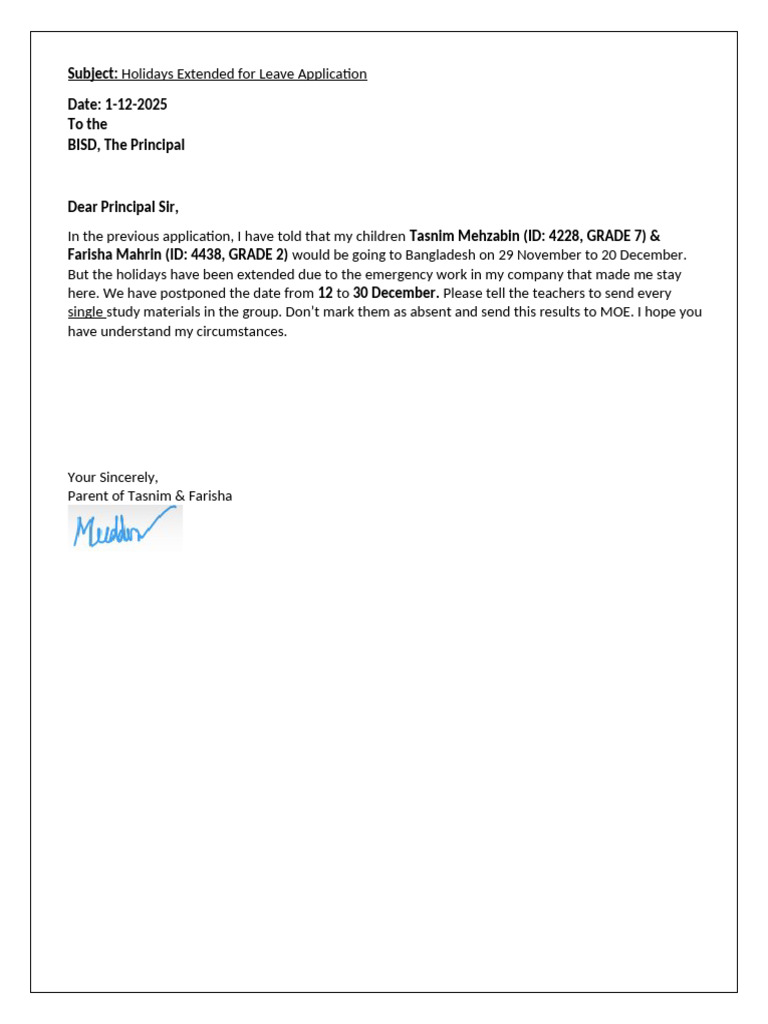 Extended Leave Request for Students | PDF