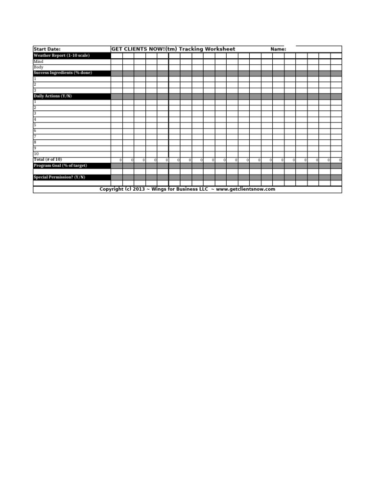 GET CLIENTS NOW! Tracking Worksheet | PDF