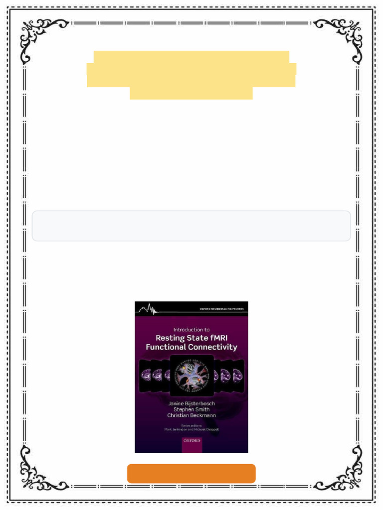 An Introduction To Resting State fMRI Functional Connectivity 1st ...