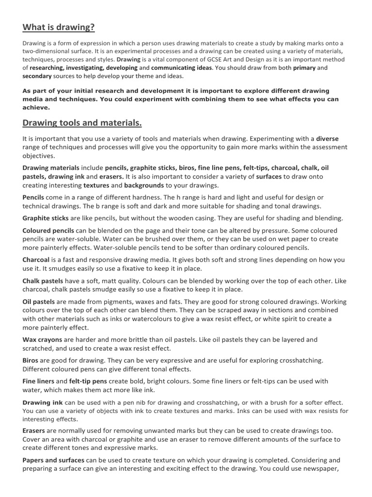 Gcse Art and Design Drawing Sharon Williams CPD | PDF | Drawing | Pencil