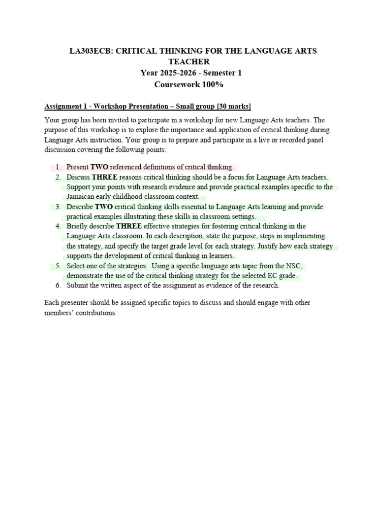 Critical Thinking in Language Arts Teaching | PDF | Critical Thinking ...