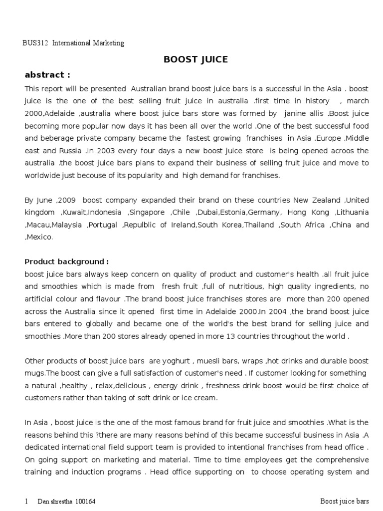 Boost Juice Bars PDF Juice Diet & Nutrition