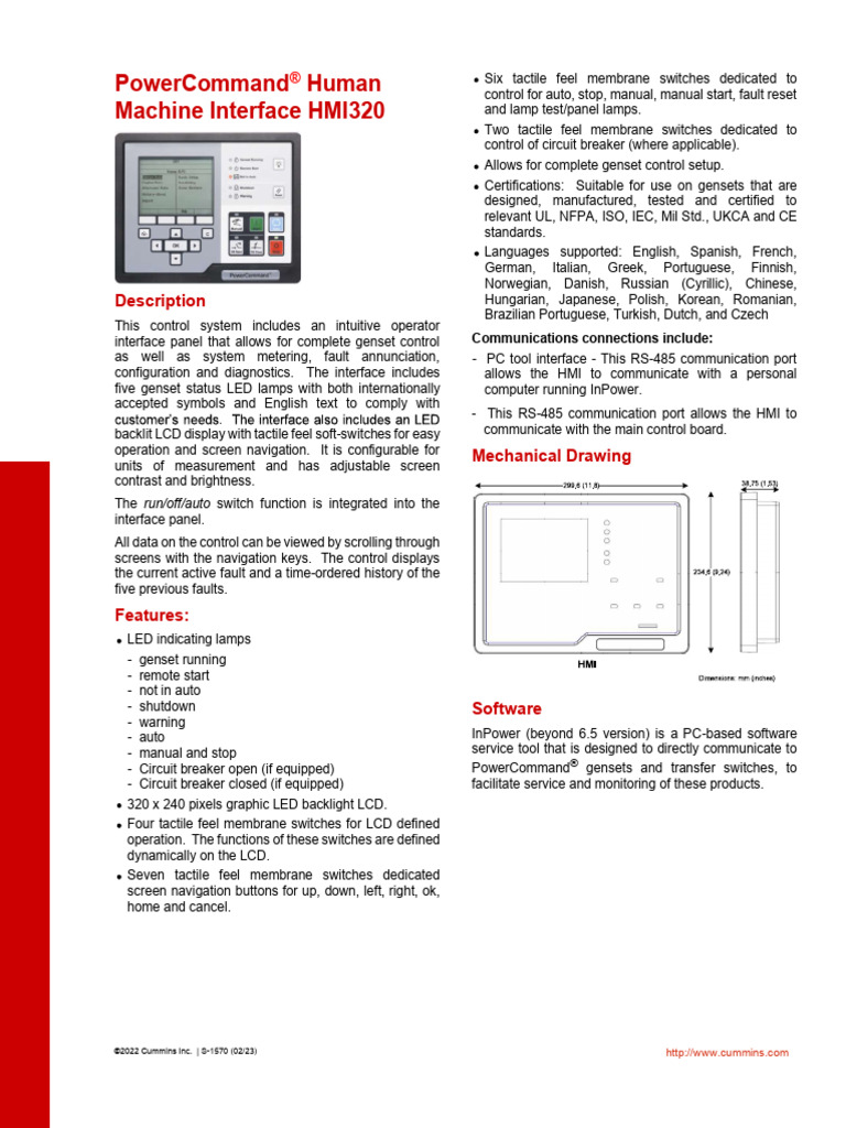 PowerCommand HMI320 Control System | PDF | User Interface | Liquid ...