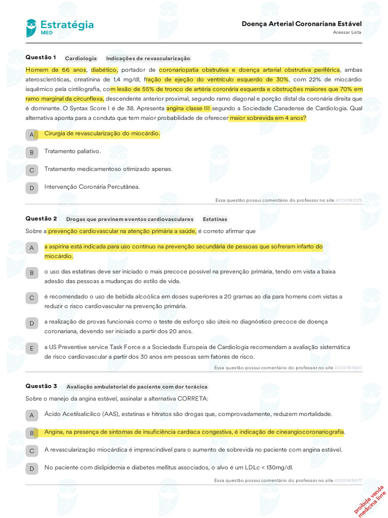 Condutas em Doença Arterial Coronariana | PDF | Infarto do Miocárdio ...