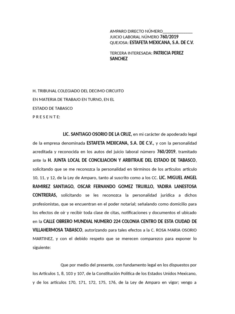 Amparo Directo Falta de Notificacion 2019 | PDF | Demanda judicial ...