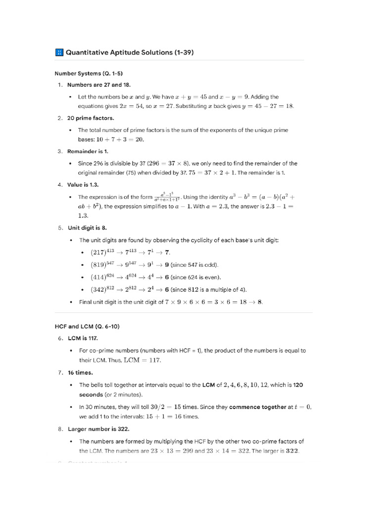 Aptitude and Reasoning PYQs Solution | PDF
